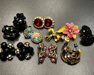 Vintage Rhinestone Brooch and Earring Collection