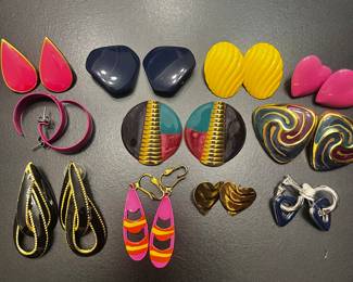 Vintage 1980's Colorful Clip-On Earrings Set with Unique Designs