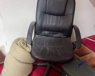 Rolling Desk Chair and Sleeping Bag