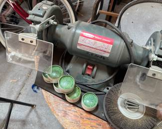 Dayton Bench Grinder with Visors and Cleaning Compounds