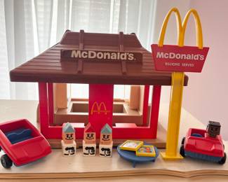Vintage McDonald's Playset with Cars and Figurines