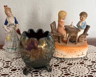 Porcelain Figurines and Fenton Glass