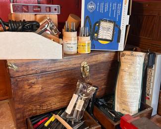 Vintage Tool Collection with Work Lite and Assorted Hand Tools