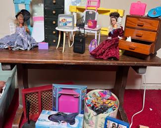 Vintage Barbie Furniture Set with Dress-Up Accessories