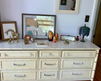 Vintage, Faux Bamboo. 3 matching Pieces .  Desk w/ Chair. Nightstand, Dresser 