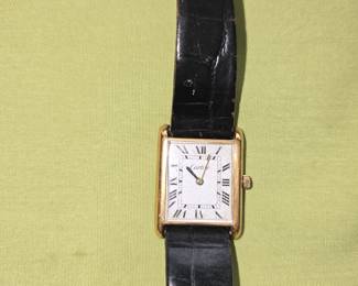 Vintage, Cartier, Women's Tank, 18k Electroplate, missing Jewel wind