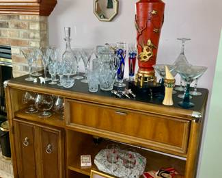 Basset, China Cabinet.  Matching Dining Room set includes Table w/6 chairs, china cabinet, bar/buffet.