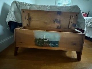 Hand Painted  Wooden Blanket Chest