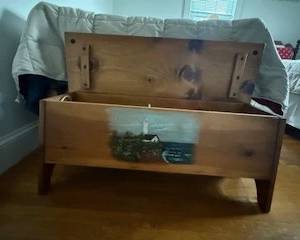 Hand Painted  Wooden Blanket Chest