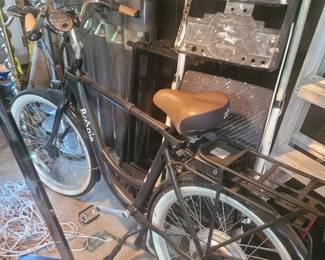Pair of Boogie e-bikes with bike rack