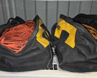 8142  2 DeWalt Tool Bags filled with Extension Cords  Skilsaw 