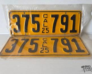 9090  Restored 1925 California License Plates 