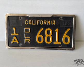 9112 1963 California Dealer License Plate