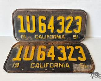 9102 1950s California License Plates