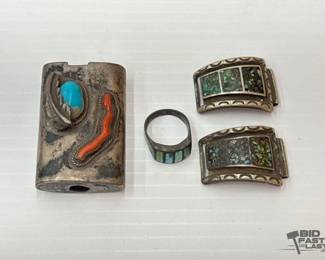 20 Sterling Silver Lighter Case, Watch Band Tip Ends Ring, 81.7g