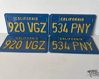 9110  4 California License Plates 