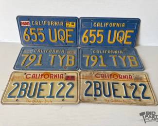 9116 6 California License Plates