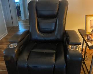 Black leather electric recliner