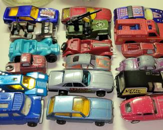 70's and 80's die-cast cars from Matchbox, Hot Wheels, and other companies.