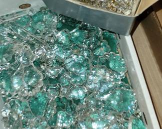 Several dozen chandelier crystals.