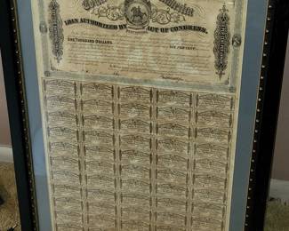 Authentic Civil War era Confederate States of America bond sheet, uncut! This was discovered in a bank vault in London, England.