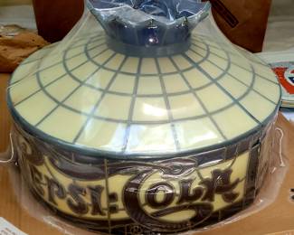 1979 dated Pepsi "Tiffany stained glass-style" ceiling light fixture. Still vacuum sealed in it's original packaging.
