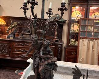 Large Figural Candelabra Lamp
