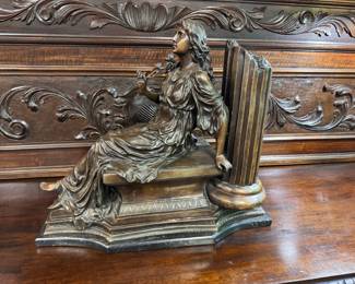 Bronze Statue of Woman with Rose