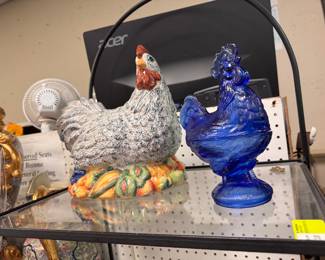Cobalt Blue Rooster Candy Dish