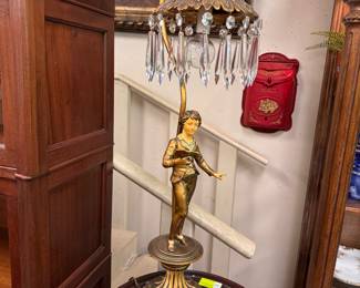 Figural Lamp w/ Prisms