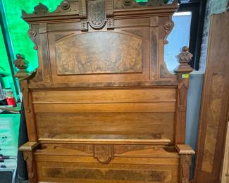 Beautiful Carved Walnut Victorian Bed