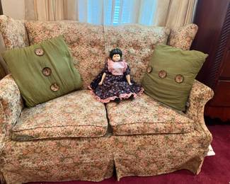 Vintage Love Seat and China Doll