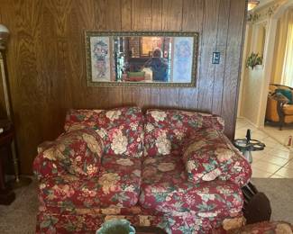 Love Seat and Vintage Stand Alone Lamp 