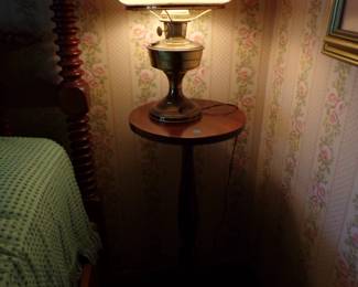 WALNUT TABLE , ALADDIN LAMP