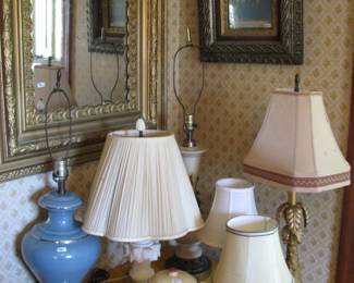 nice selection lamps and framed pitures