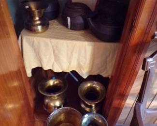 BRASS BUCKETS, SPITTONS, CAST IRON