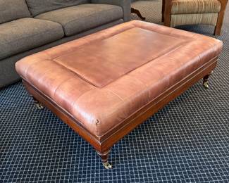 Hickory Chair Leather Cocktail Ottoman - $750 - 52"w x 36"d x 17"t