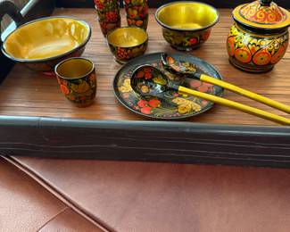 Russian Khokhloma Ware- set for $50 (does not include the tray) 
