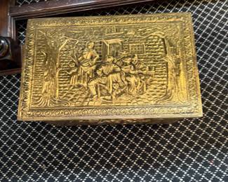 Brass Lined Wooden Coal Box-$100