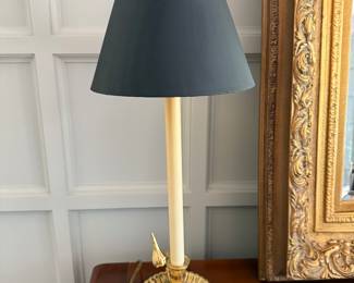 Pair of Frederick Cooper brass candlestick buffet lamps - $200 for the pair - 28" tall