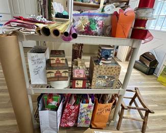 Holiday and everyday wrapping, gift bags and boxes.