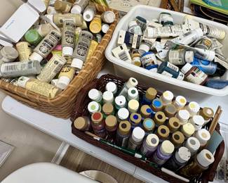 Bottles of crafting paint.