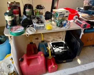 Camping supplies and gas tanks