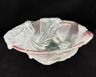 Walther Glas Germany Embossed / Frosted Floral Glass Bowl