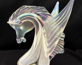 Stewart Abelman signed Pegasus The Flying Horse Art Glass