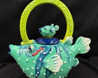 Blue Sky Clayworks Puffer Fish Teapot