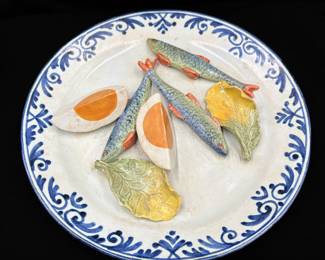 Troupe-l’ceil “Fish and Egg Ceramic Plate