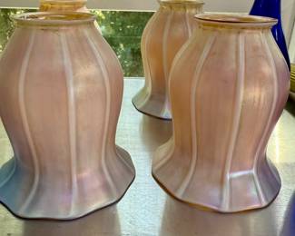 Quezell art glass signed shades