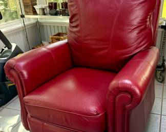 Red leather recliner-- very comfortable