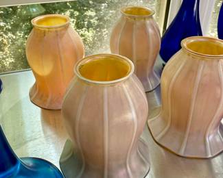 Quezell art glass signed shades